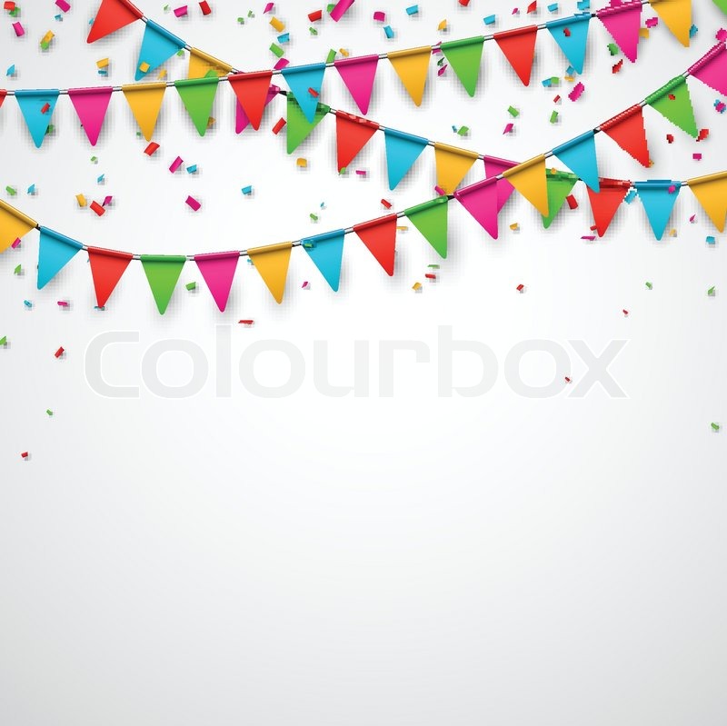 800x799 Celebrate Background. Party Flags With Confetti. Vector