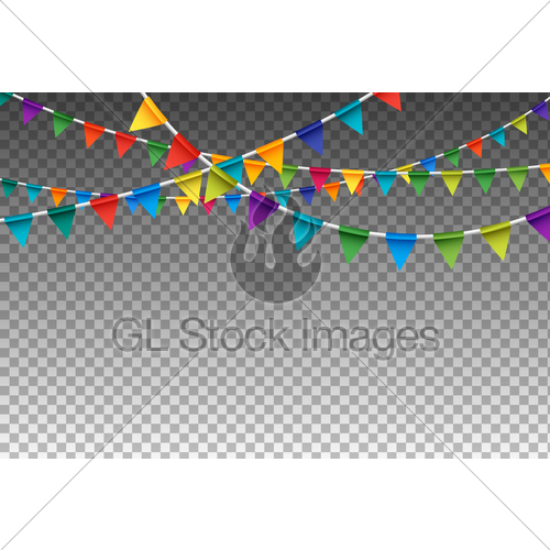 500x500 Colorful Isolated Garland With Party Flags. Vector Illust... Gl