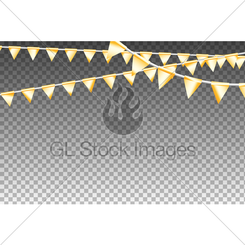 500x500 Golden Isolated Garland With Party Flags. Vector Illustra... Gl