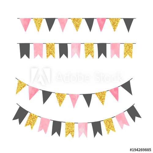 500x500 Set Of Bunting Party Flags. Vector Illustration, Suitable For