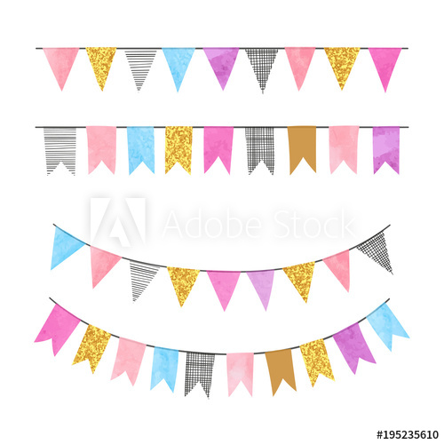 500x500 Set Of Colorful Bunting Party Flags. Vector Illustration, Suitable
