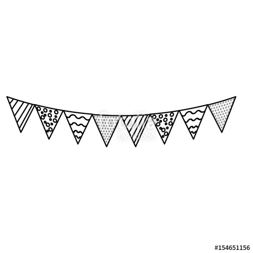 500x500 Line Party Flags To Decoration Happy Birthday Stock Image And