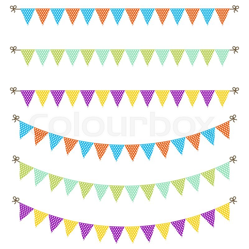 800x800 Bunting Garland Dotted Flags Vector. Party Flag Rope String