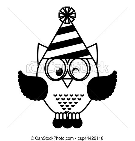450x470 Owl With Party Hat Vector Illustration Design.