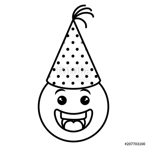 500x500 Emoji Face With Party Hat Vector Illustration Design Stock Image