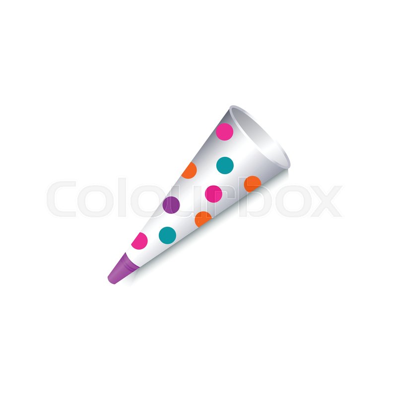 800x800 Realistic Polka Dotted Paper Party Horn, Birthday, Christmas