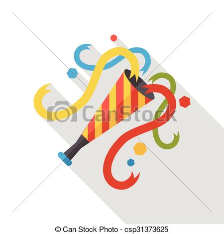 450x470 Birthday Party Horn Flat Icon Vector Illustration