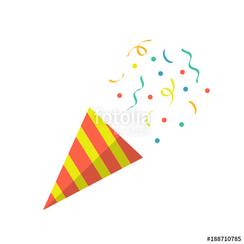 500x500 Party Popper With Confetti Isolated On White Background. Vector