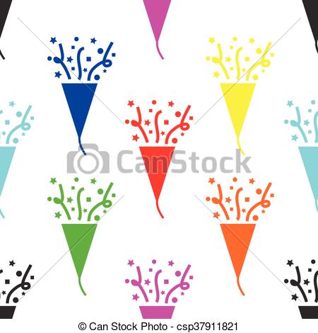 450x470 Seamless Pattern With Party Popper Vector Illustration