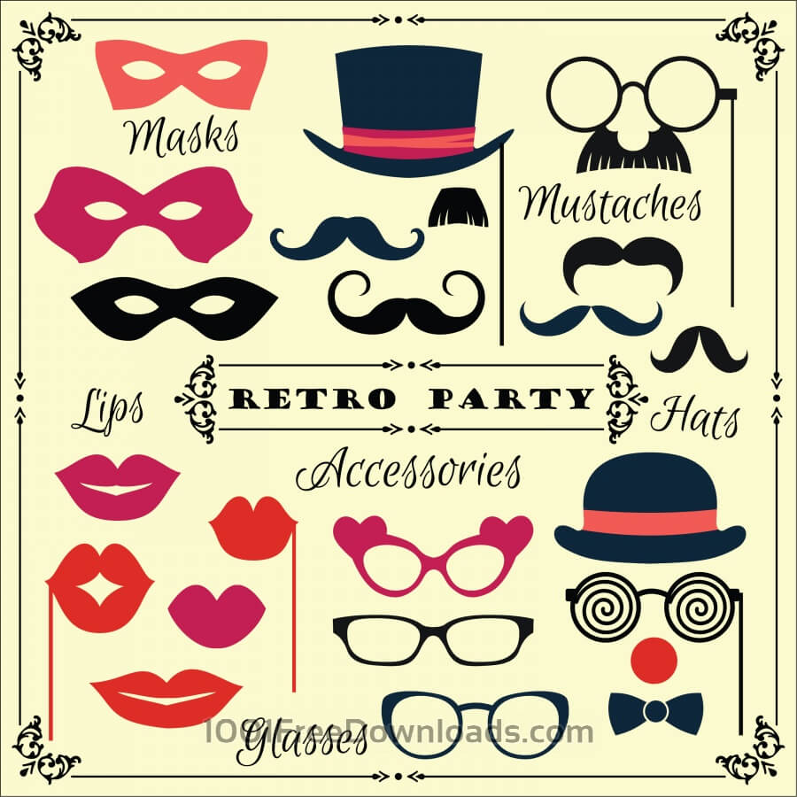 900x900 Free Vectors Accessories For Fun Retro Party. Vector Illustration