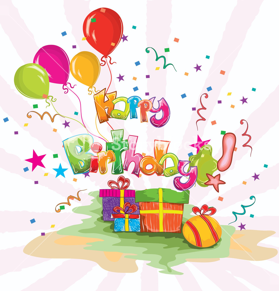 957x1000 Kids Birthday Party Vector Illustration Royalty Free Stock Image