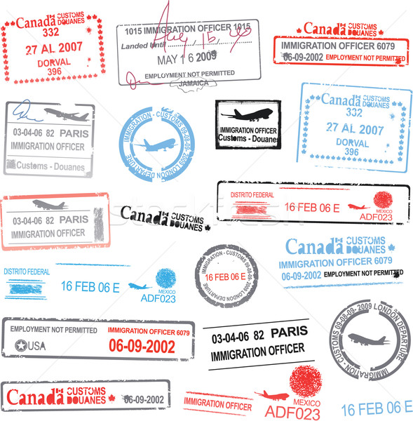 589x600 Passport Stamps Vector Illustration Hugo Lacasse (Hugolacasse
