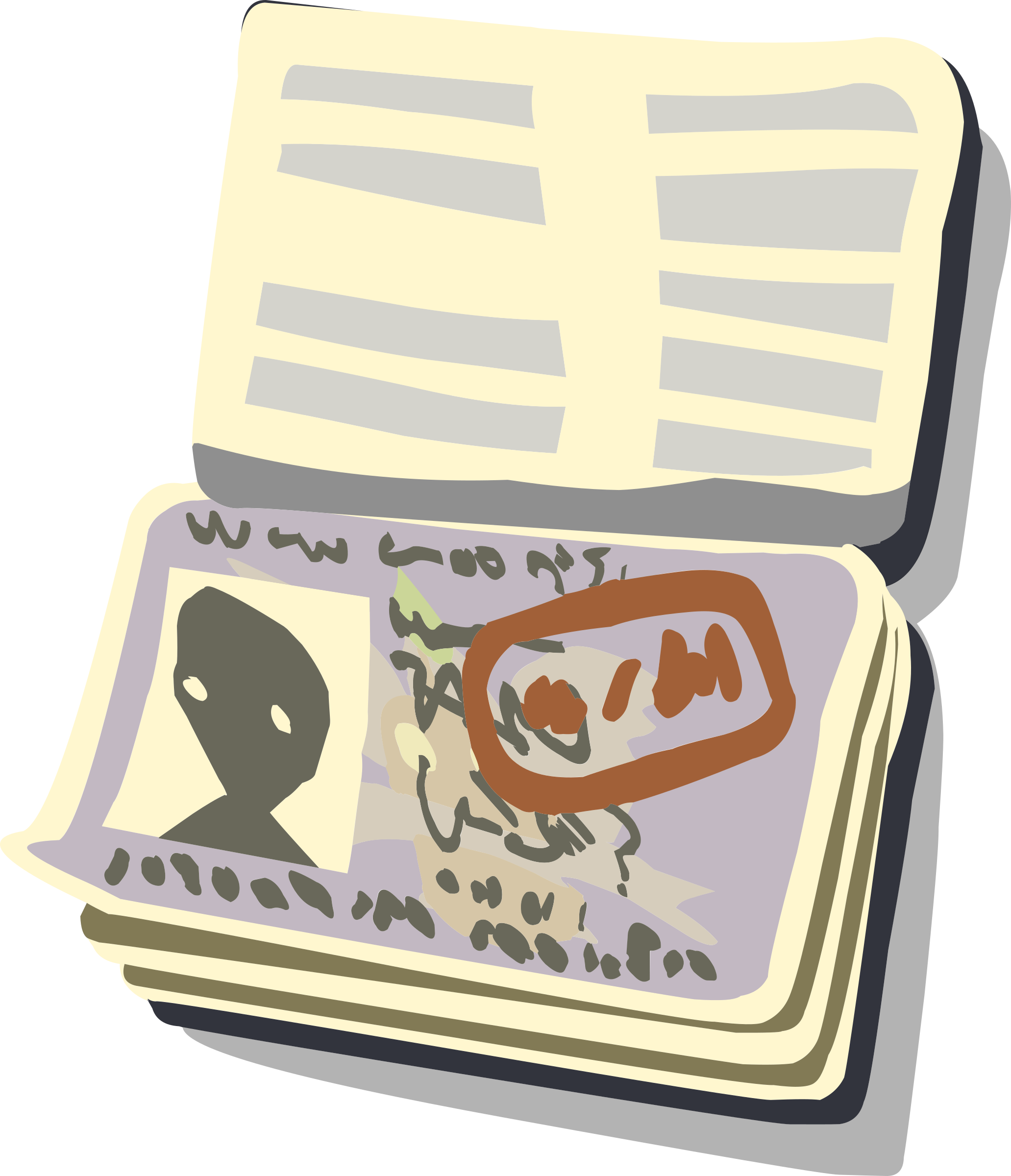 2063x2400 Open Passport Vector Clipart Free