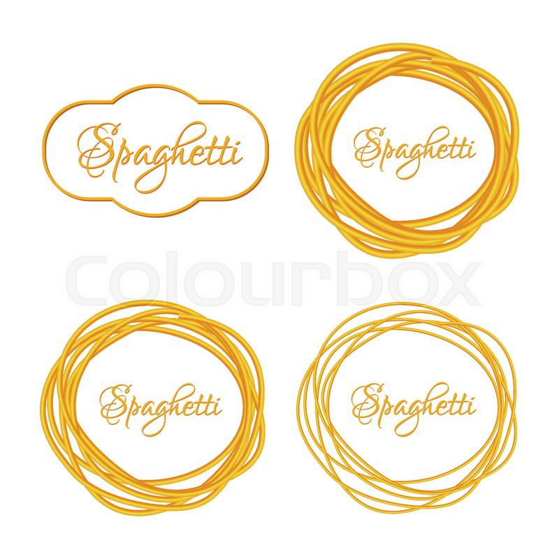 800x800 Set Of Realistic Twisted Spaghetti Pasta Circle Frame, Logo Emblem