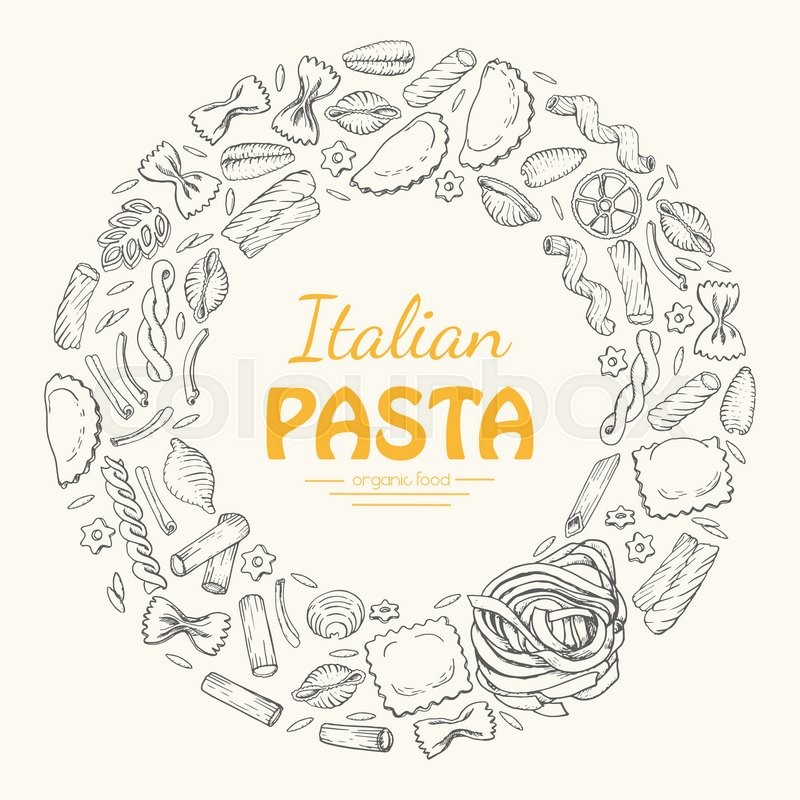 800x800 Vector Round Frame Of Italian Pasta. Vector Illustration For Your