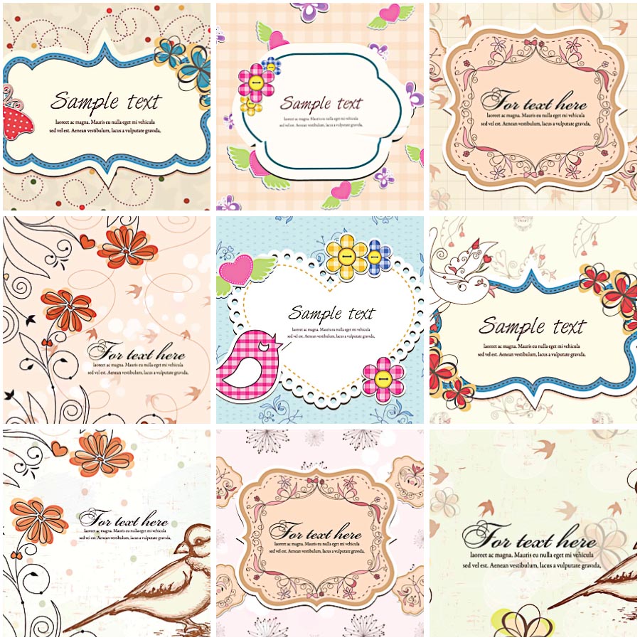 900x900 Ornate Frames With Birds Vector Free Download