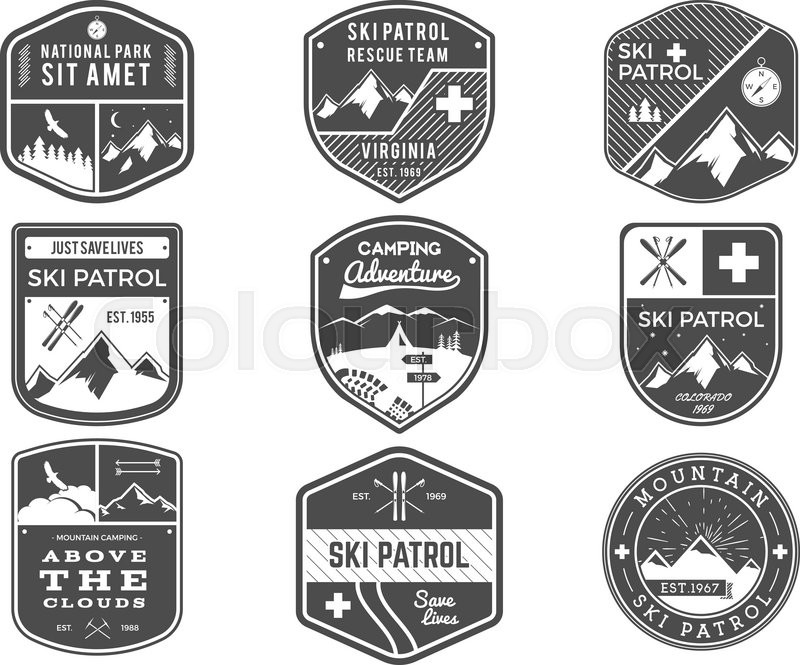 800x665 Ski Club, Patrol, Campsite Labels Collection. Vintage Mountain