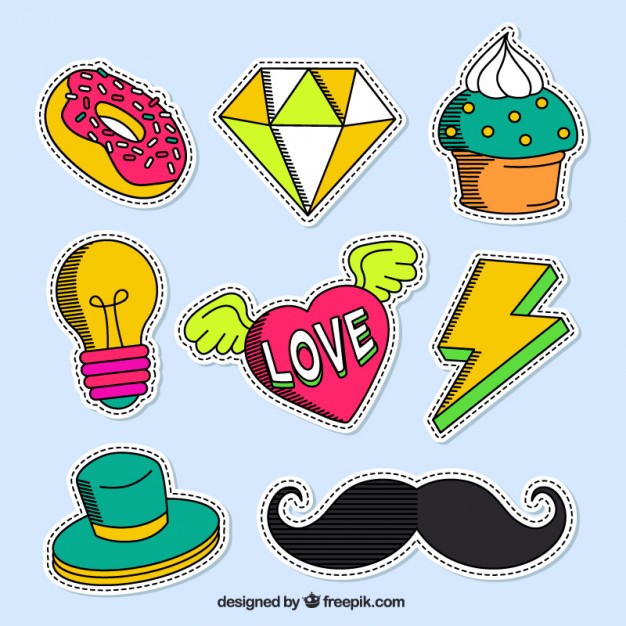 626x626 Variety Of Hand Drawn Patches In Colors Vector Free Download