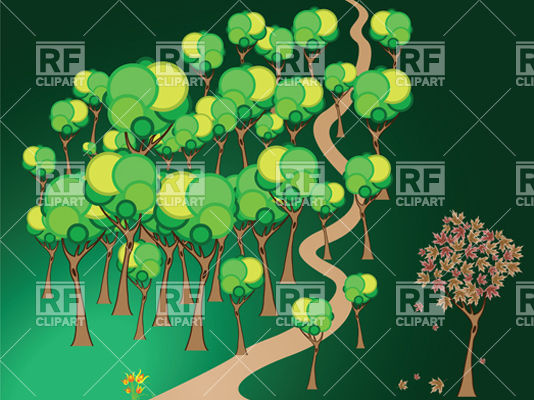 534x400 Symbolic Forest With Wavy Pathway Vector Image Vector Artwork Of