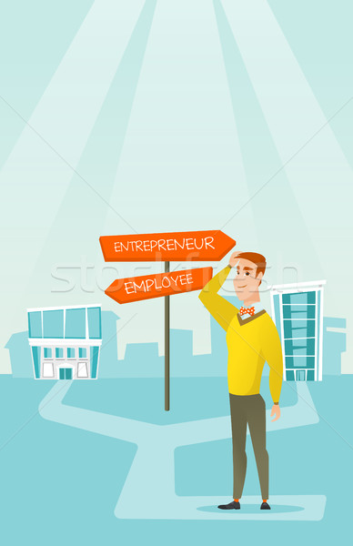 388x600 Confused Man Choosing Career Pathway. Vector Illustration Andrei