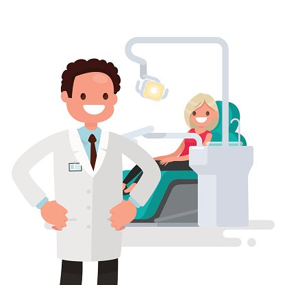 416x416 Dental Dentist And Patient Vector Illustration Premium Clipart