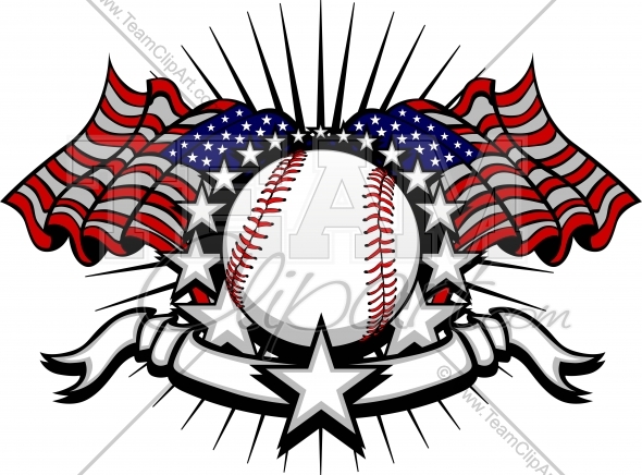 590x436 Baseball Flag And Stars Patriotic Vector Clipart Logo