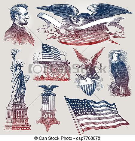 449x470 Vector Set Of American Patriotic Emblems Amp Symbols.