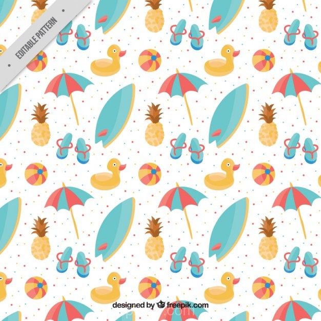 626x626 Ai] Hand Drawn Summer Things Pattern Vector Free Download