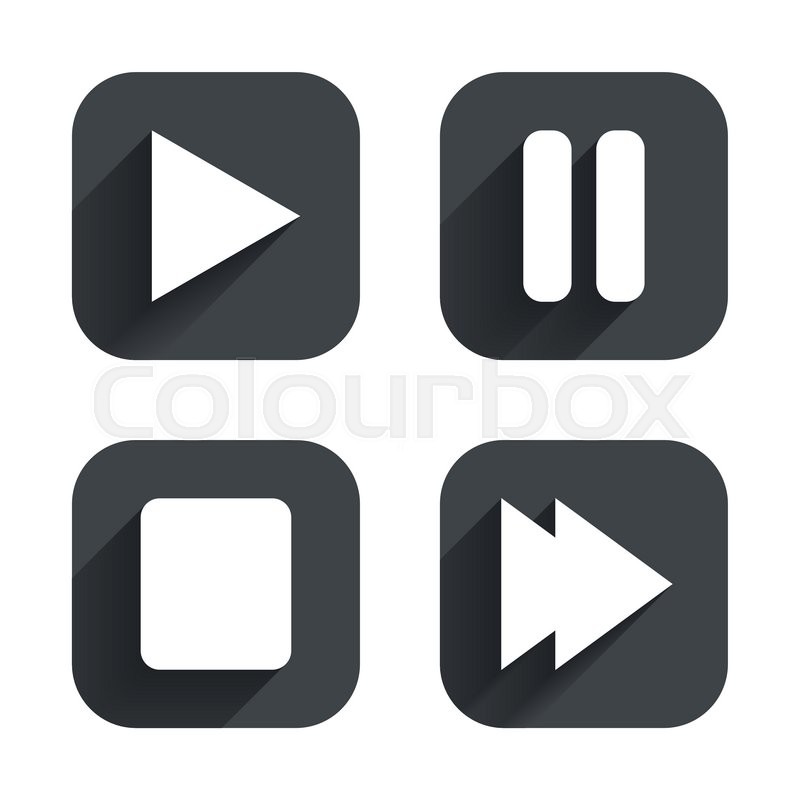 800x800 Player Navigation Icons. Play, Stop And Pause Signs. Next Song