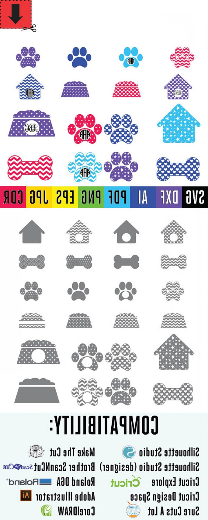 684x1710 Paw Print Svg Paw Patrol Vector File Dog Arenawp