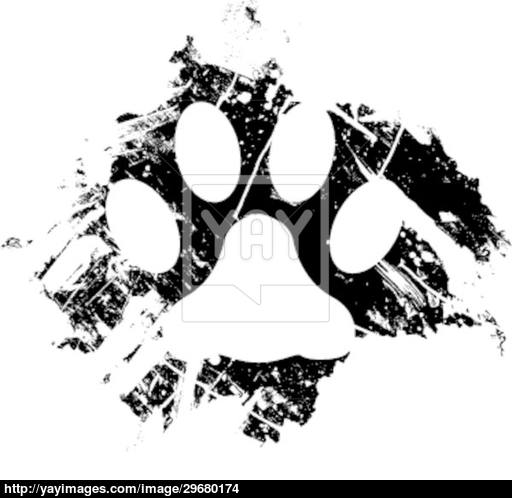 512x498 Grunge Paw Print Vector Vector