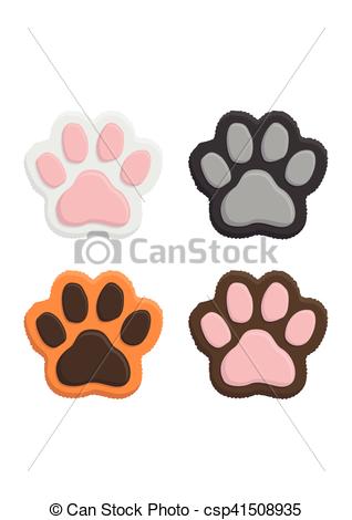 318x470 Set Kitten Paws. Animal Cat Paw Print In Flat Style Isolated On