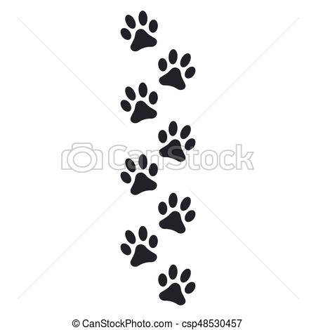 450x470 Paw Print Vector Illustration Isolated On White Background.