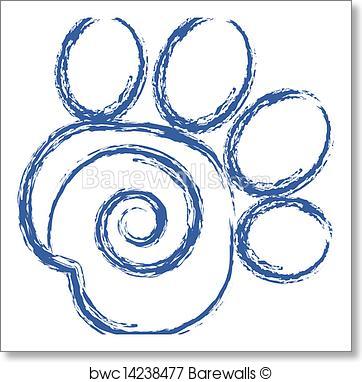 362x382 Art Print Of Swirly Paw Print Logo Vector Barewalls Posters