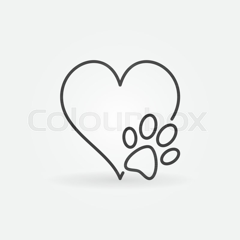 800x800 Heart With Dog Paw Vector Icon Or Symbol In Thin Line Style
