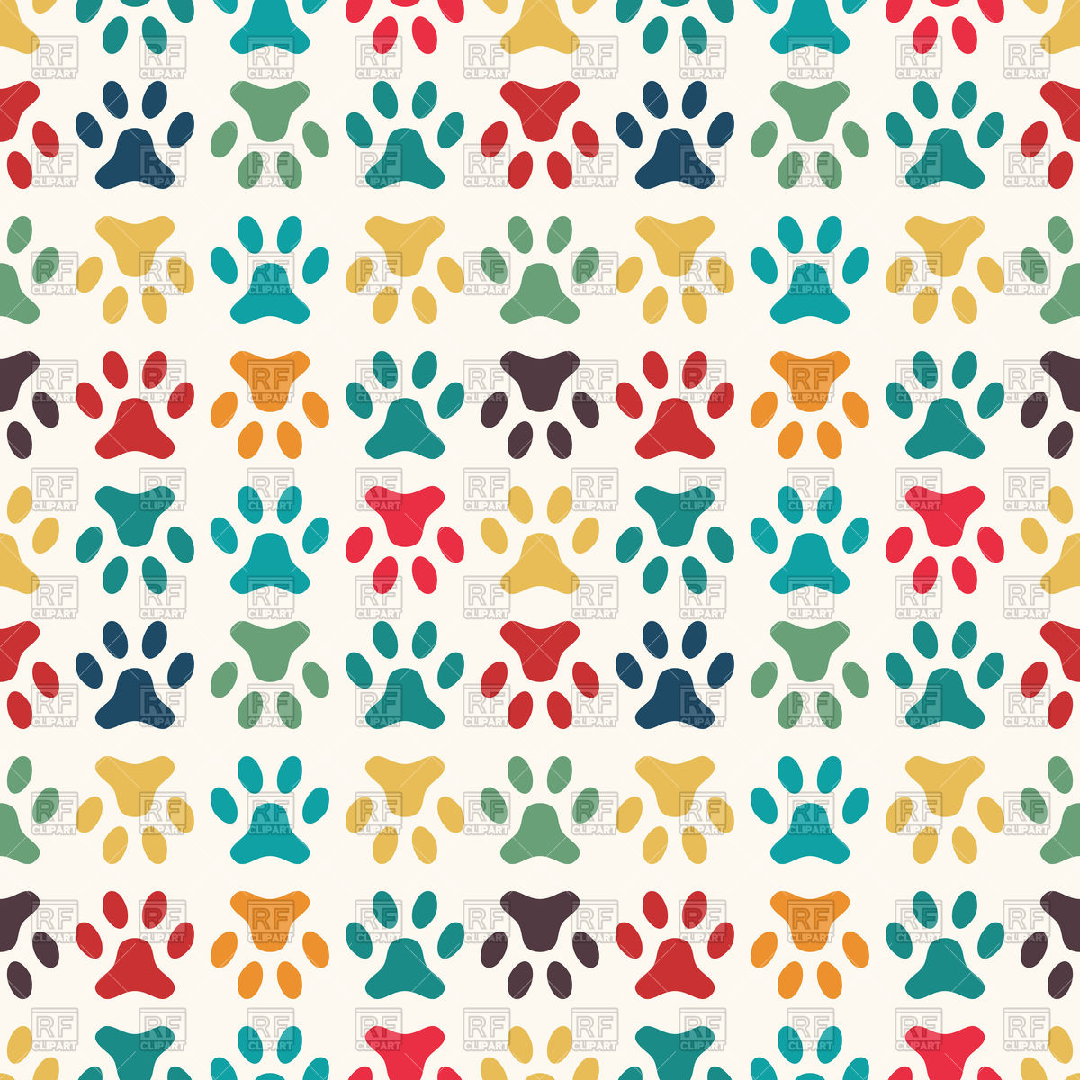 1200x1200 Animal Seamless Pattern With Footprint Of Paw Vector Image