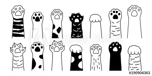 500x250 Cat Paw Vector Dog Paw Cat Breed Vector Doodle Illustration