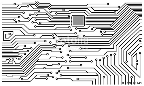 500x299 Electronic Circuit Board With Processor Vector Illustration Stock