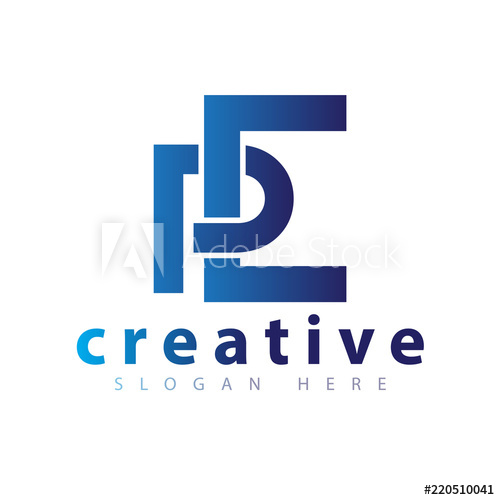 500x500 Pe Initial Letter Logo Vector