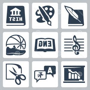 300x300 Stock Image Vector School Subjects Icons Set Literature Art