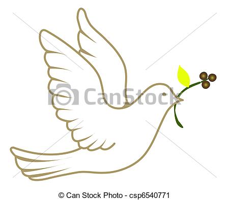 450x394 Peace Dove. Vector Illustration Of A White Dove Holding An Olive