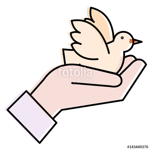 500x500 Hand With Peace Dove Vector Illustration Design Stock Image And