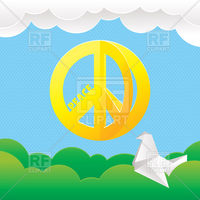 400x400 Hippie Peace Sign With Paper Dove Vector Image Vector Artwork Of