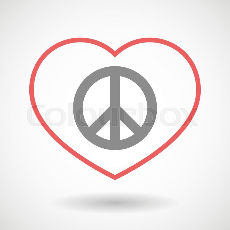 800x800 Illustration Of A Line Hearth Icon With A Peace Sign Stock