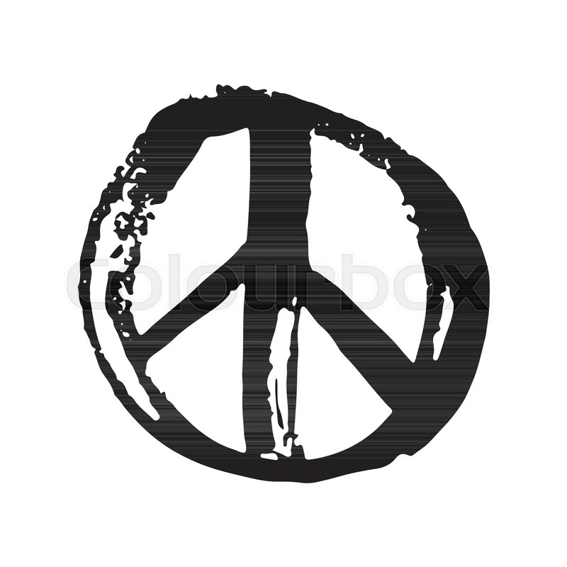 800x800 Peace Symbol, Hand Drawn Grunge Hippie Or Pacifist Sign, Vector