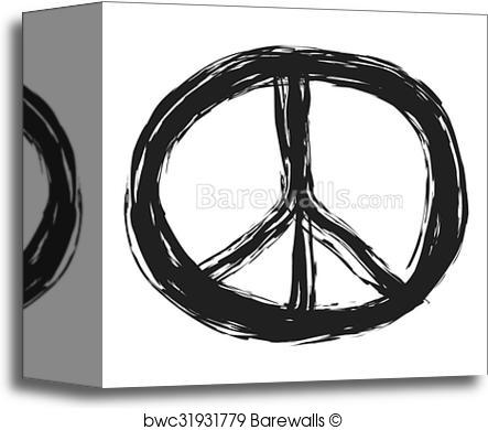 443x390 Canvas Print Of Doodle Grunge Peace Sign, Vector Barewalls