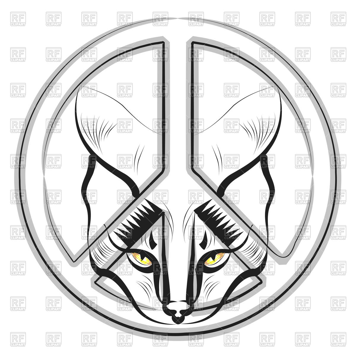 1200x1200 Cat And Peace Sign Vector Image Vector Artwork Of Signs, Symbols
