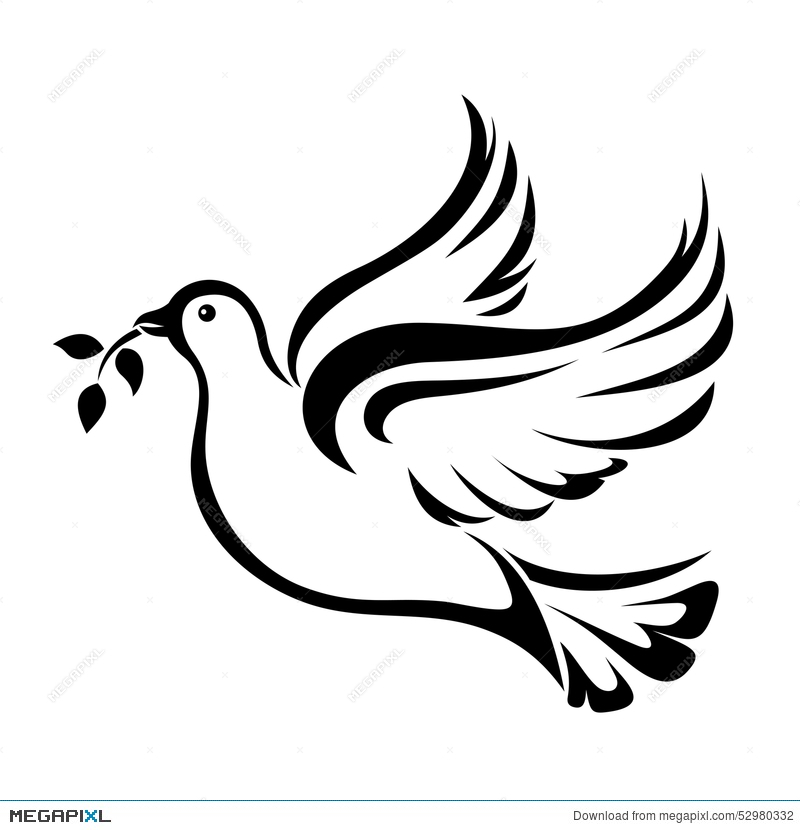 800x830 Dove. Symbol Of Peace. Vector Black Silhouette. Illustration