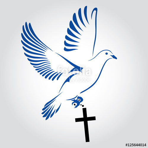 500x500 Dove Flying With A Symbol Of Religion. Cross. Dove Of Peace