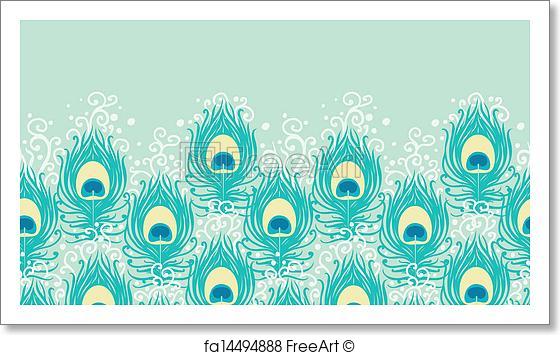 560x355 Free Art Print Of Peacock Feathers Vector Horizontal Seamless